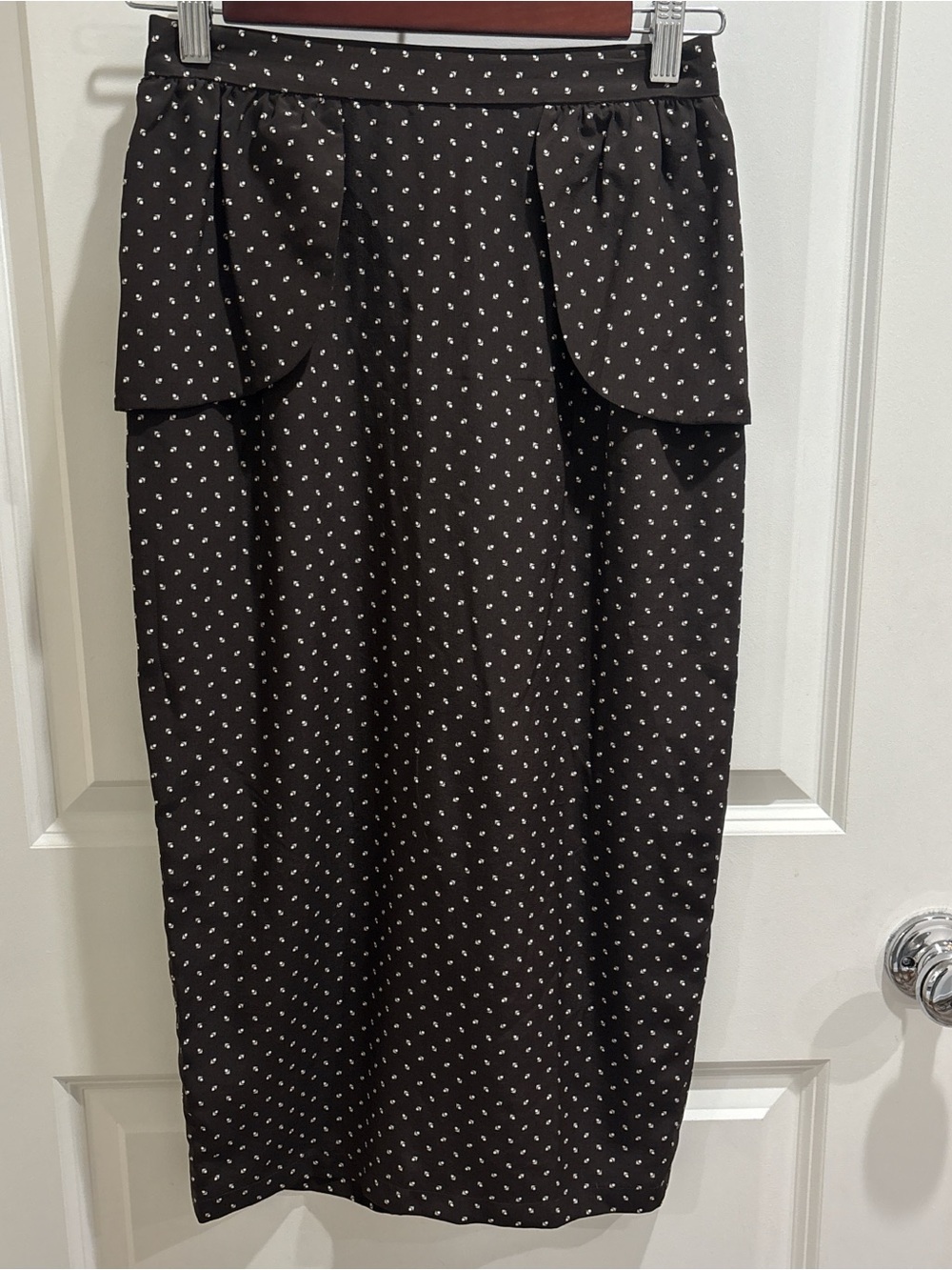 Steven Alan Chocolate Brown Midi Skirt with White Mini Tulip Print